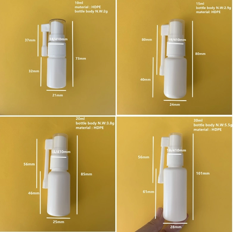 Manufacturer BPA Free 20ml Pet HDPE PE Long Nozzle Nasal Spray Bottle